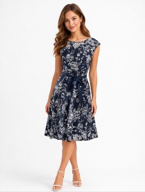 Candalite Petite Navy and White Dress Size PM